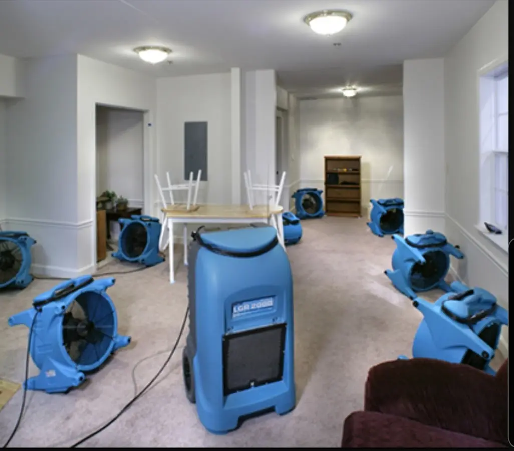 Air movers and dehumidifier setup for Water Extraction & Removal in Accokeek